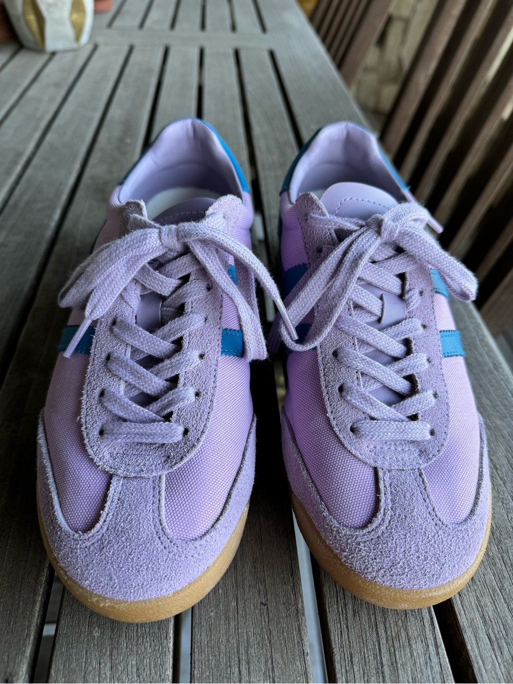 Gola Lavender Suede & Canvas Sneakers with Blue Accent